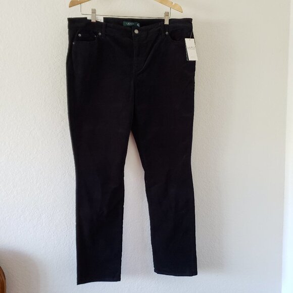 NWT - Ralph Lauren Black 5 Pocket Straight Corduroy Pants - Size 16W - Picture 1 of 4